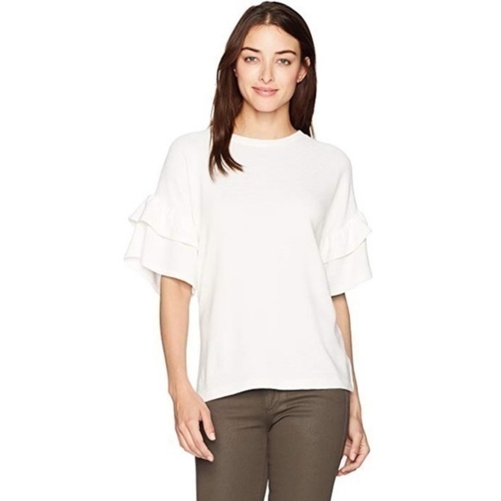 French Connection Women's Sudan Marl Ruffle Top